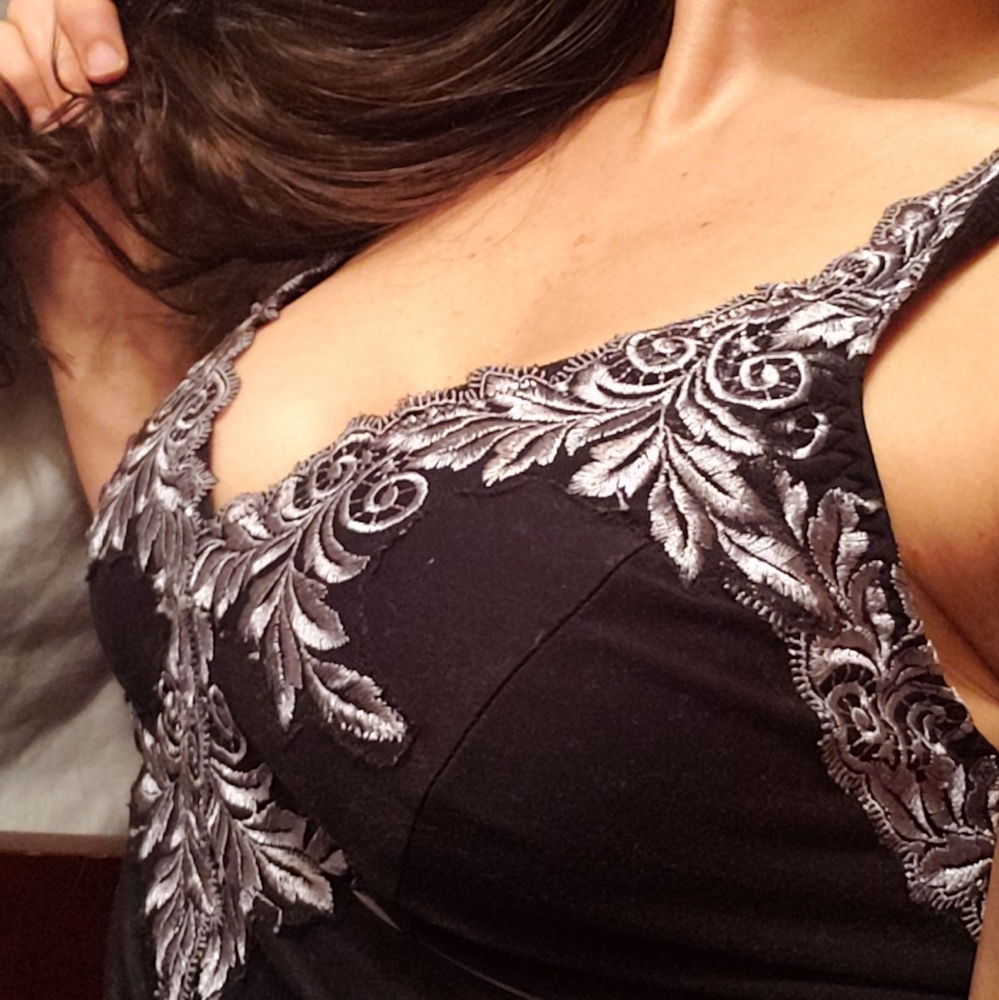 🦋Vintage long Black Floral embroidered Sexy Night Gown🦋 Small - Picture 4 of 9